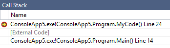 Call Stack with DebuggerNonUserCodeAttribute