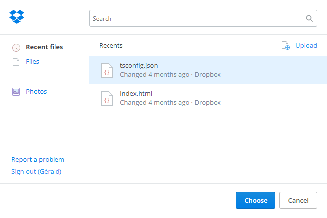 Dropbox File Picker